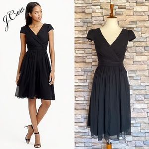 J Crew Mirabelle Chiffon Dress Black Silk 8 NWT